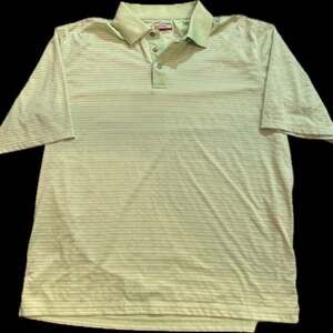 Kirkland Signature Men's XL Striped Short Sleeve Performance Golf Polo - Light G